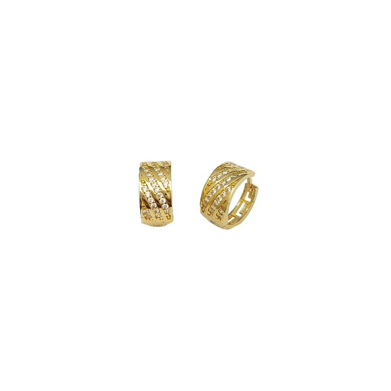 elegant earrings for women-Multiple Row Huggie Earrings (14K)