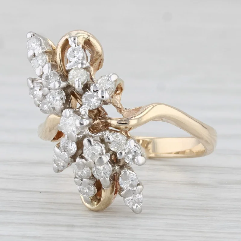 vintage-style platinum engagement rings for women-0.45ctw Diamond Cluster Ring 14k Yellow Gold Size 5.5