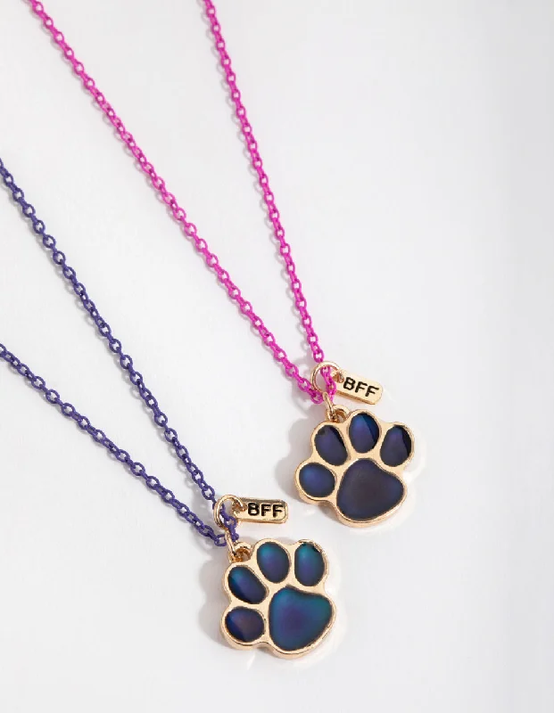 luxury necklace for women-Kids Paw Mood Best Friend Necklace Pack