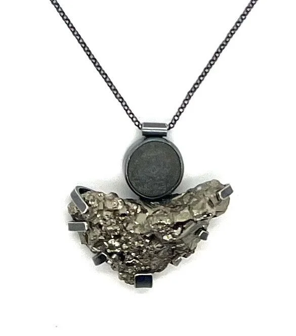 vintage style necklace for women-Rock and Pyrite Necklace