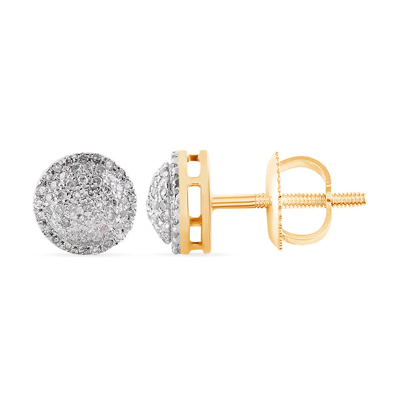 chandelier earrings for women-Diamond Round Two-Tone Stud Earrings (14K)