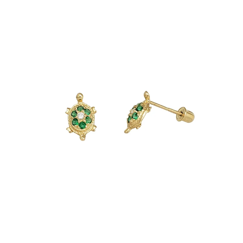 modern hoop earrings for women-Turtle Stud Earrings (14K)