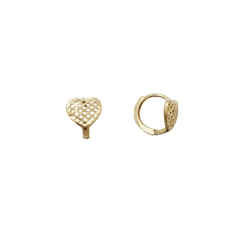 stud earrings for women-Holed Heart Huggie Earrings (14K)