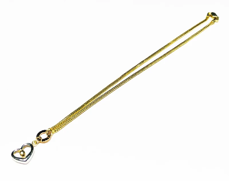 handmade anklet for women-Tri-color Heart Anklet (14K)