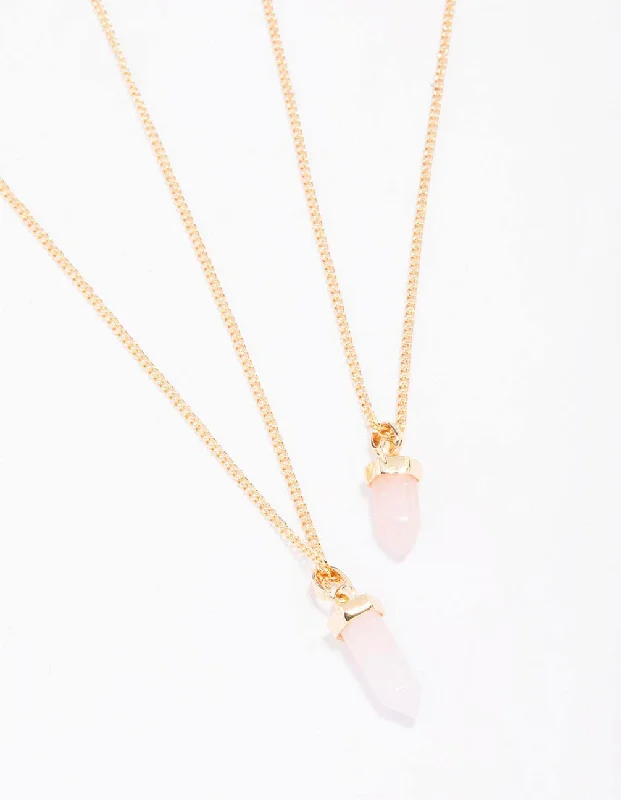 crystal necklace for women-Gold Semi-Precious Shard Necklace Pack