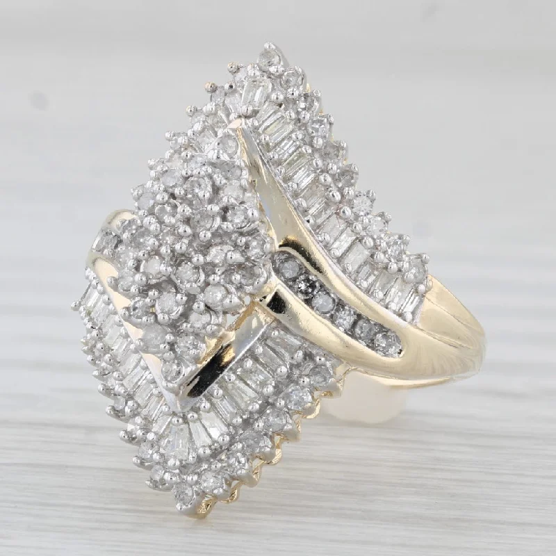 engagement rings with emeralds for women-0.76ctw Diamond Cluster Cocktail Ring 10k Yellow Gold Size 7.25