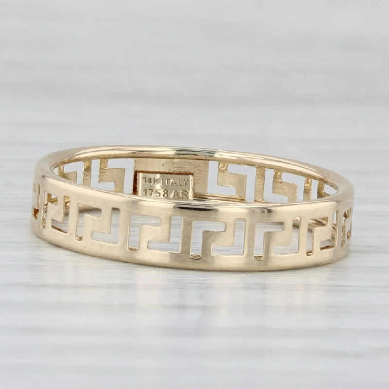 antique gold engagement rings for women-New Greek Key Pattern Ring 14k Yellow Gold Size 8 Band Stackable