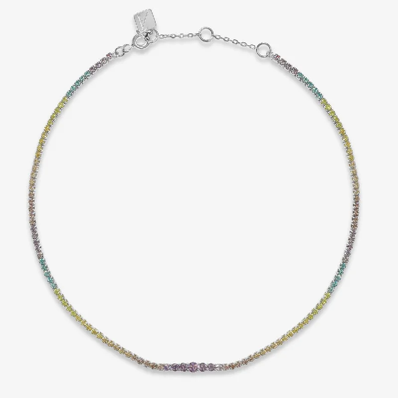 anklet for beachwear for women-Ware rainbow tennis anklet