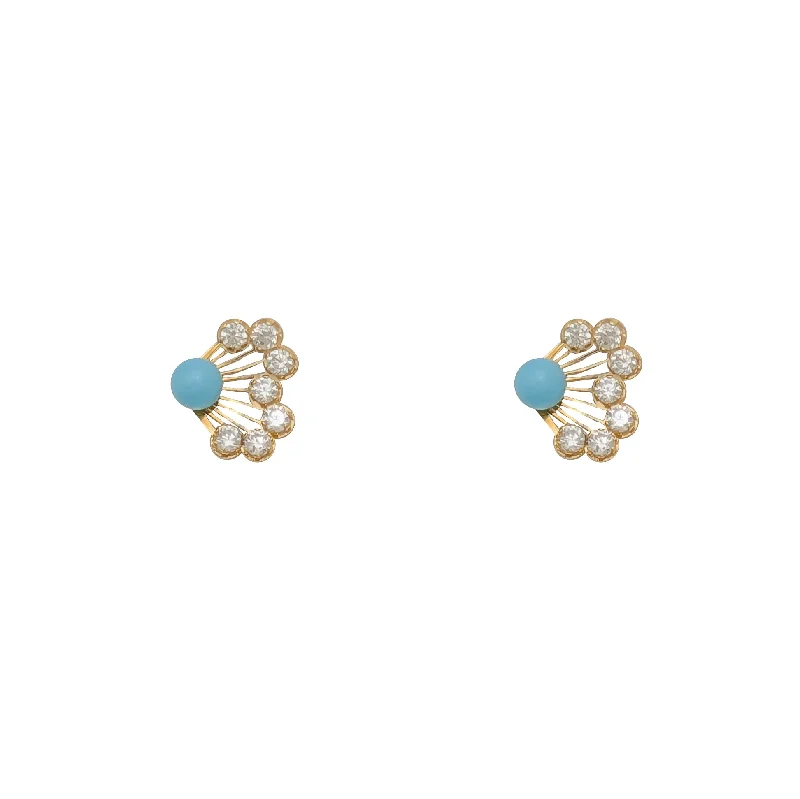 chic stud earrings for women-Blue Sky Butterfly Wing CZ Screw Earring (14K)