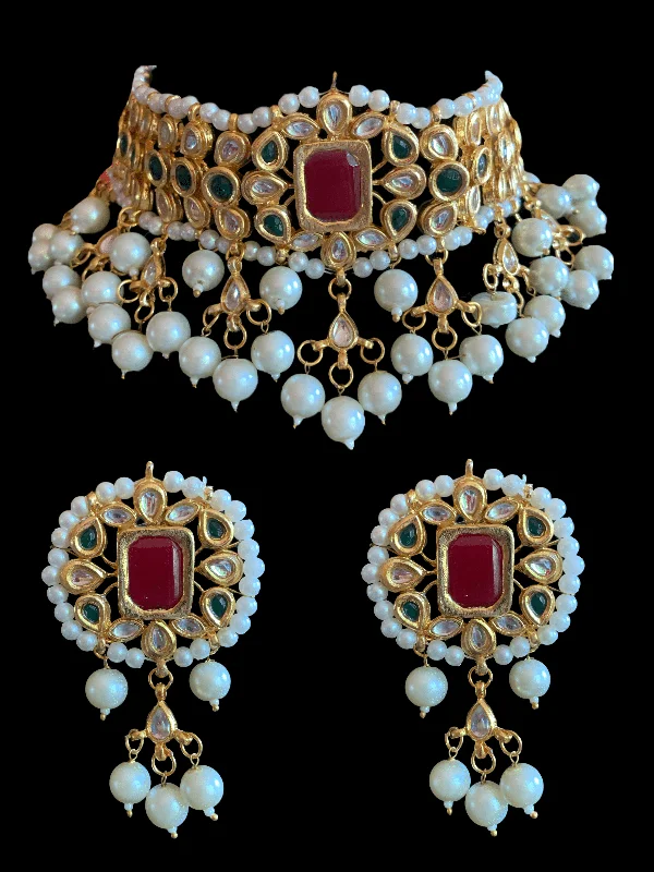 minimalistic earrings for women-Radha sabyasachi inspired kundan choker with earrings ( READY TO SHIP )