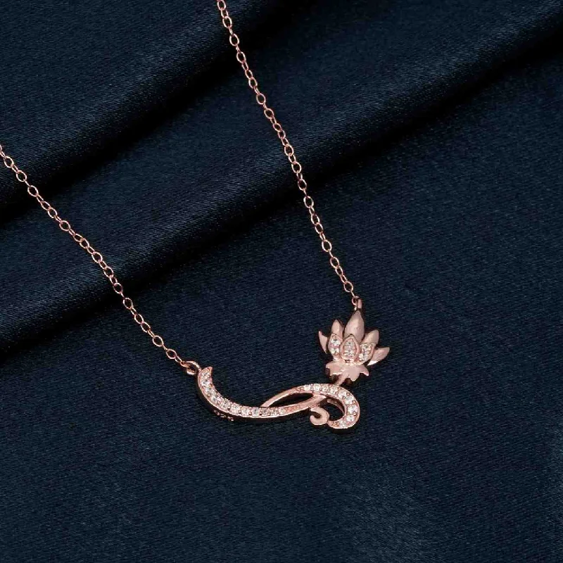 rose gold necklace for women-Rose Gold Flower Floral Necklace