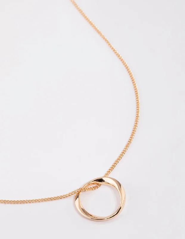 custom-made necklace for women-Gold Twisted Circle Necklace