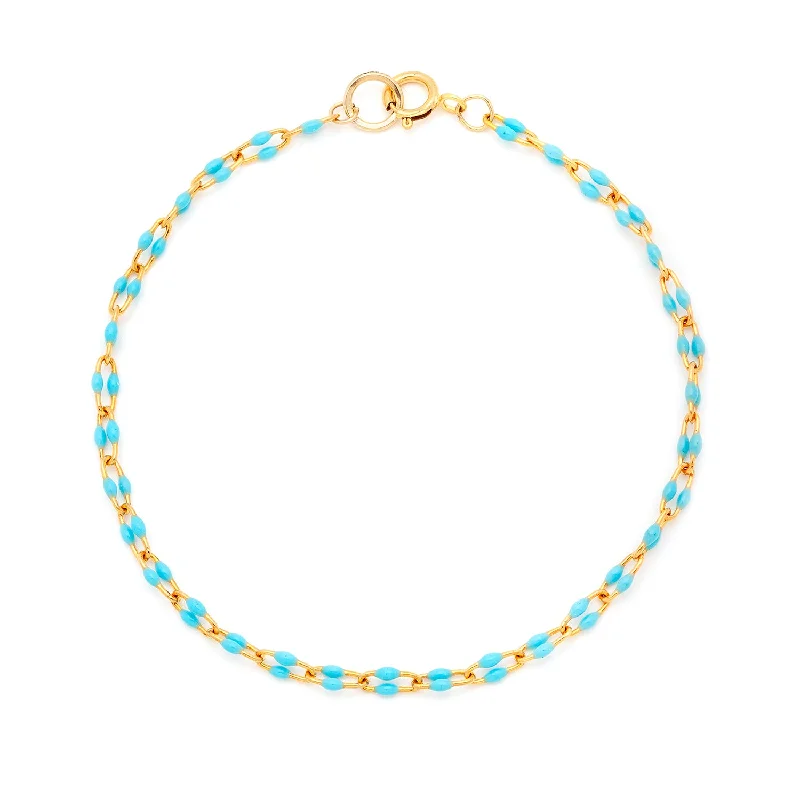 boho anklet for women-Candy Chain Anklet | Turquoise U-Link & Goldfill