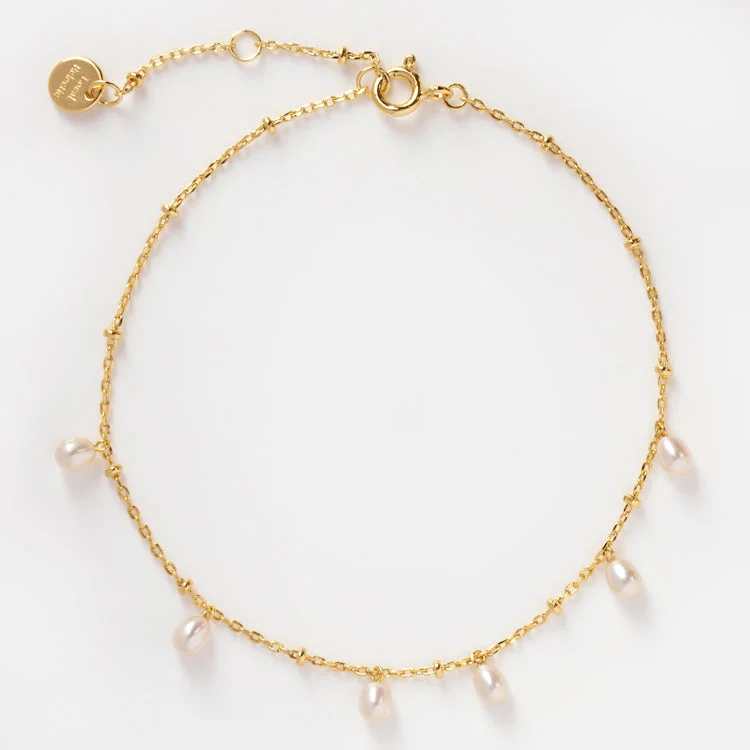 floral bracelet for women-Pearl Charm Anklet