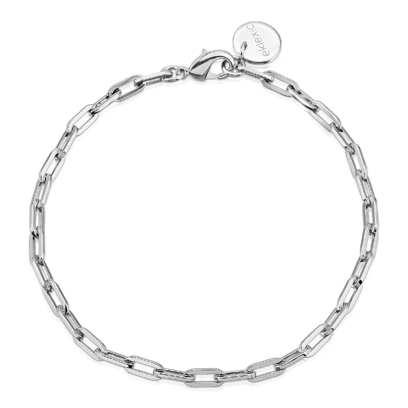 tropical anklet for women-Silver Medium Link Chain Anklet