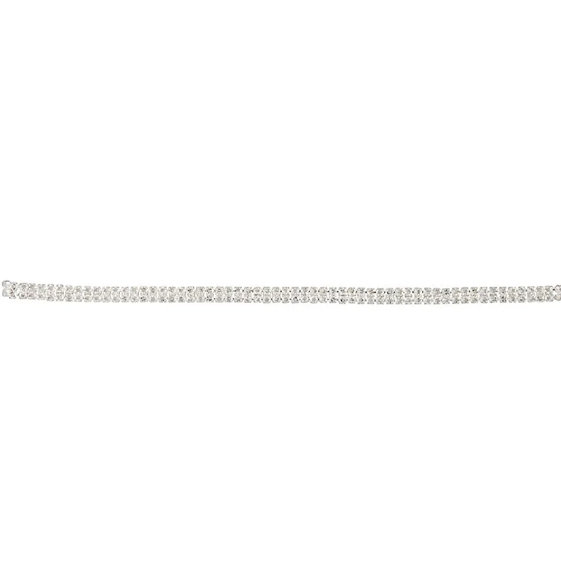 adjustable necklace for women-Silver Fine Double Strand Diamante Choker