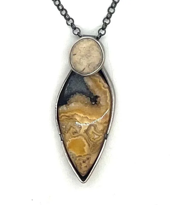 delicate chain necklace for women-Rock and Crazy Lace Agate Necklace