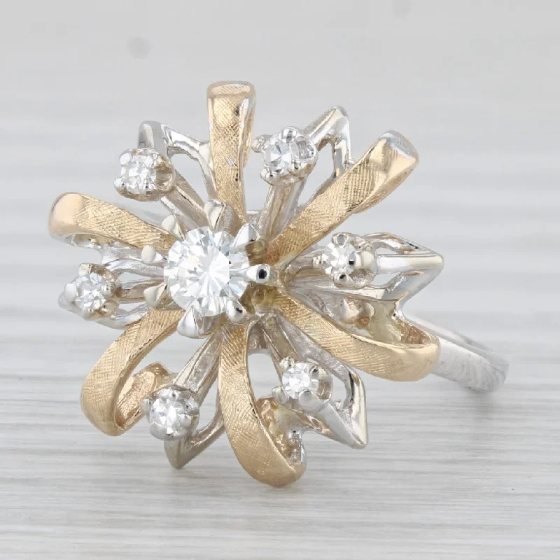 modern engagement rings for women-0.30ctw Diamond Flower Cluster Ring 14k Yellow White Gold Size 7 Cocktail