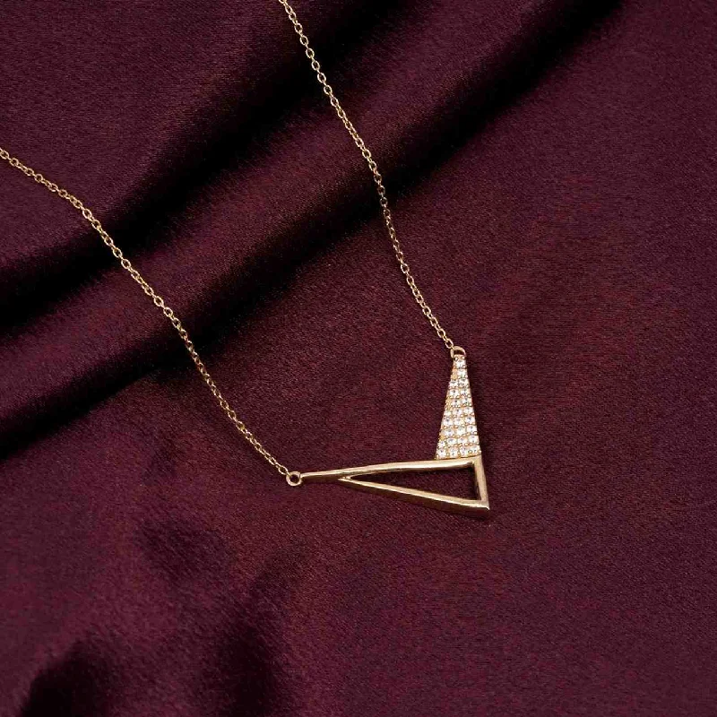 name necklace for women-Golden Arrow Round Diamond Necklace