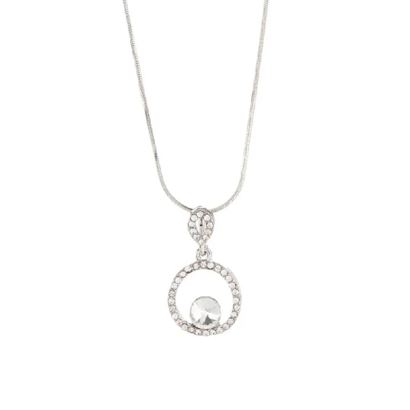 choker necklace for women-Pave Circle Crystal Pendant Necklace