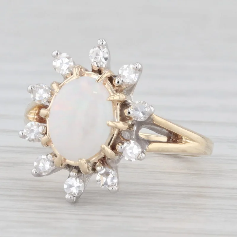 engagement rings for women-Opal 0.25ctw Diamond Halo Ring 14k Yellow Gold size 4.5 Cocktail