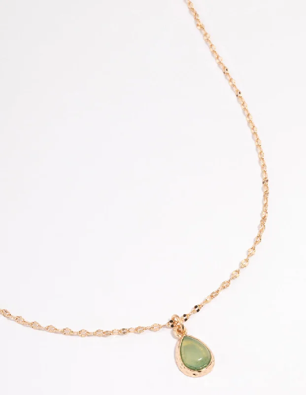 gemstone necklace for women-Gold Semi Precious Pear Necklace