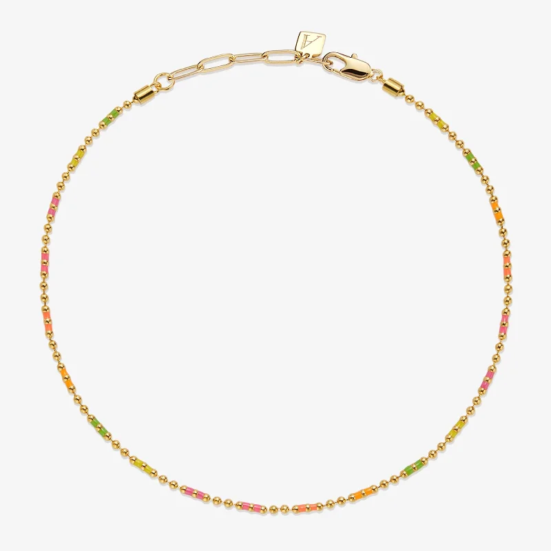 dainty bracelet for women-Ligon neon ball chain anklet