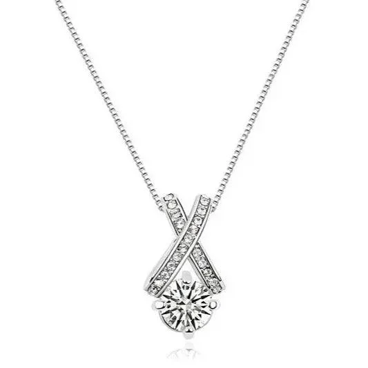 gold pendant necklace for women-XO Crystal Pendant Necklace