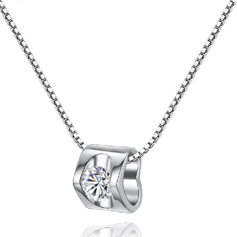 cubic zirconia necklace for women-Evelyn Zirconia Heart Pendant Necklace