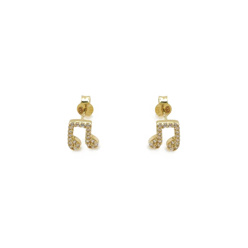 modern earrings for women-Icy Eighth-Notes Stud Earrings (14K)