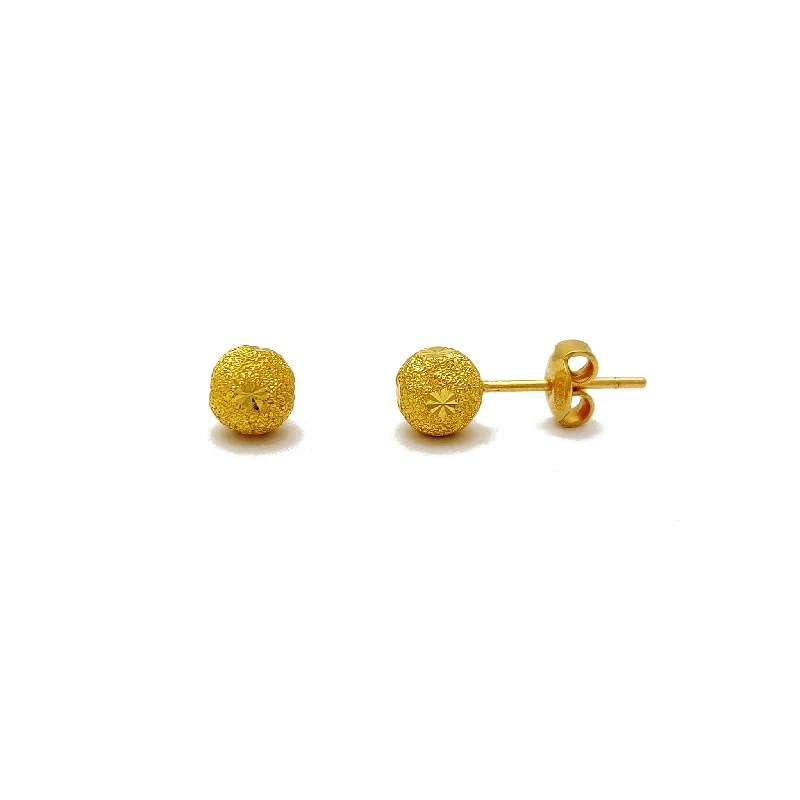 dangling gemstone earrings for women-Sand Blasted Ball Stud Earring (24k)