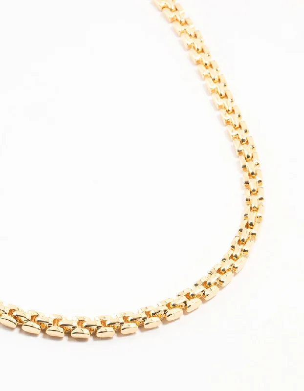 crystal pendant necklace for women-Gold Plated Watch Chain Necklace