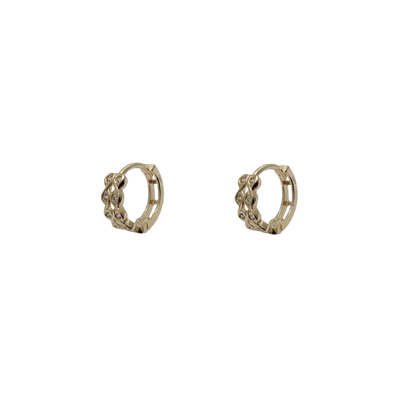 sparkling earrings for women-Zirconia Vines Huggie Earrings (14K)